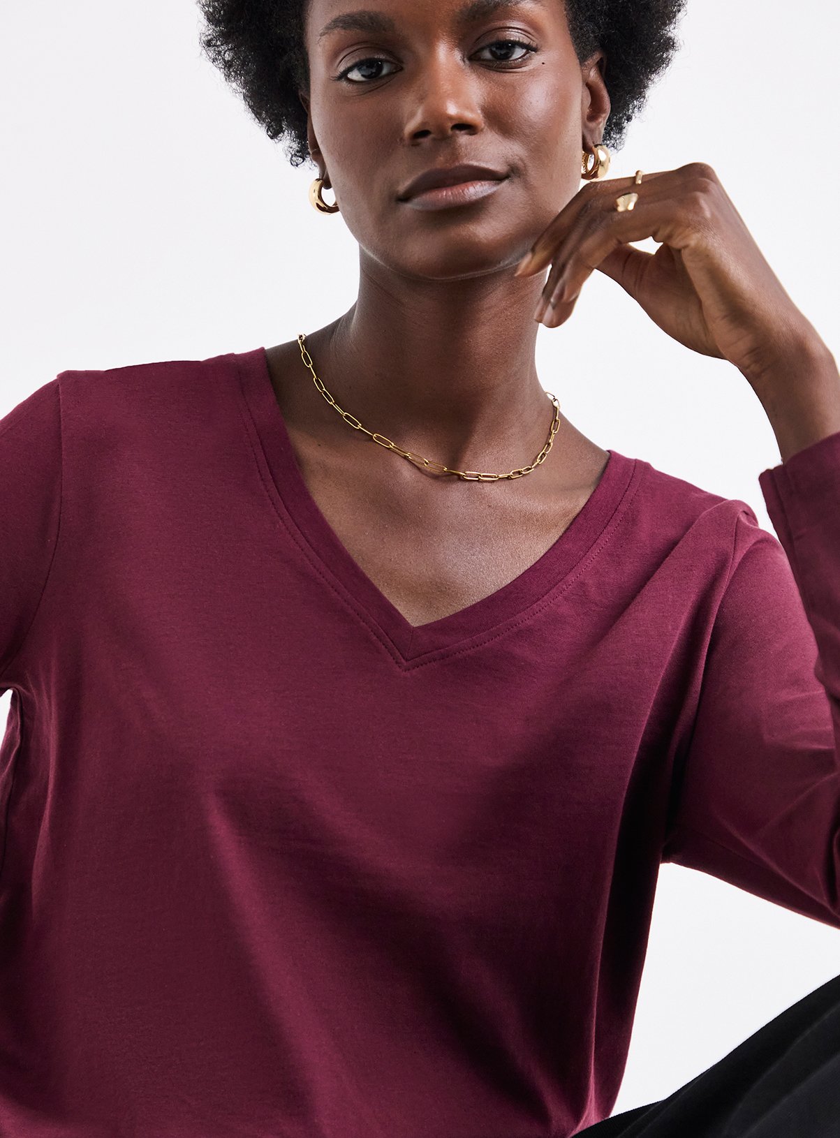 JD WILLIAMS 5 Pack V Neck Long Sleeve Top 22 - Image 5 thumbnail